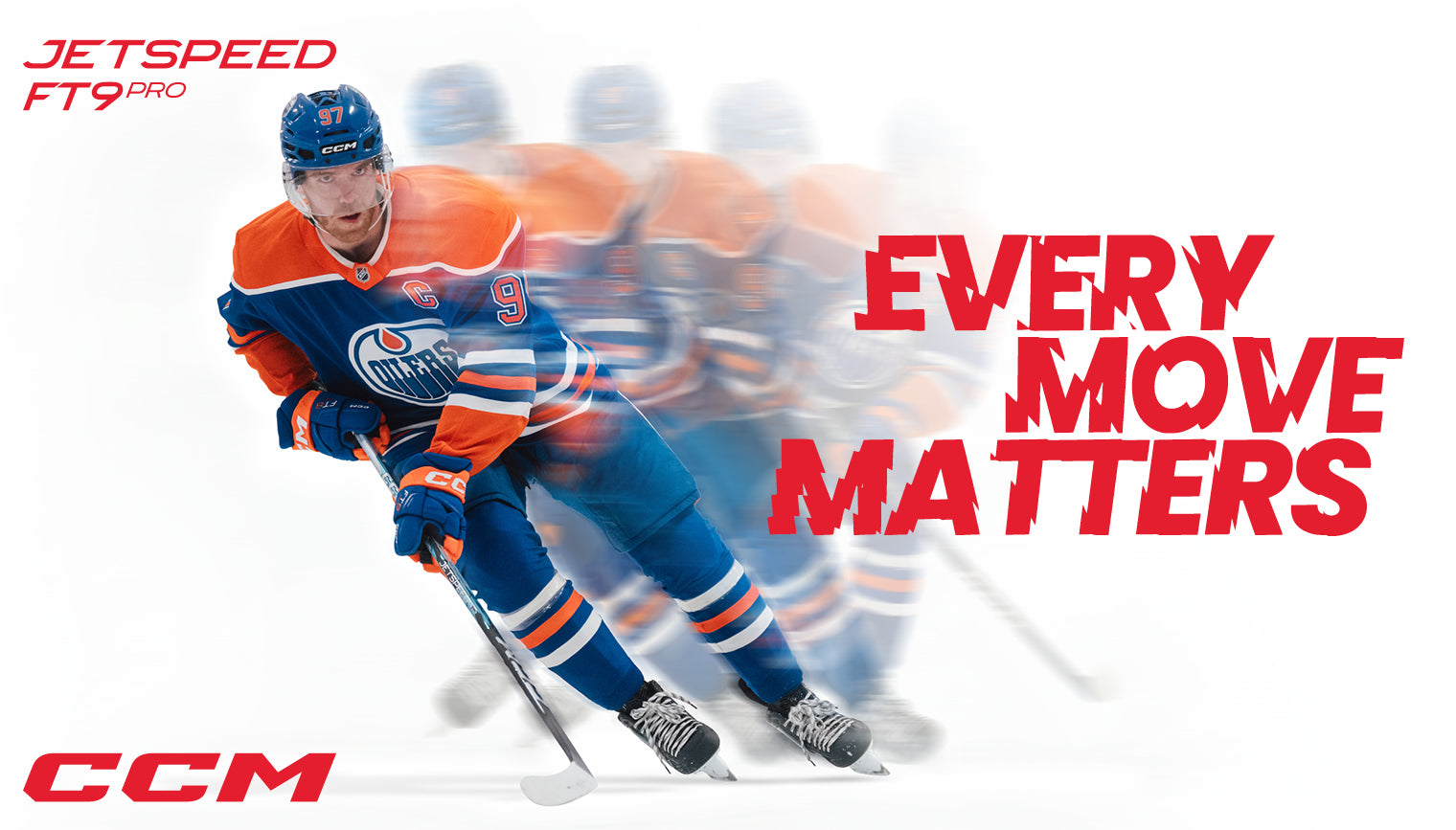 Hockey player in action with 'Every Move Matters' text and CCM branding